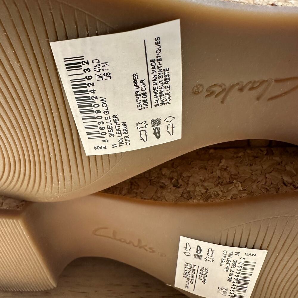 Clarks Collection Woven Leather Wedge Giselle Glow Light Tan Women's 7M NIB - Picture 10 of 11